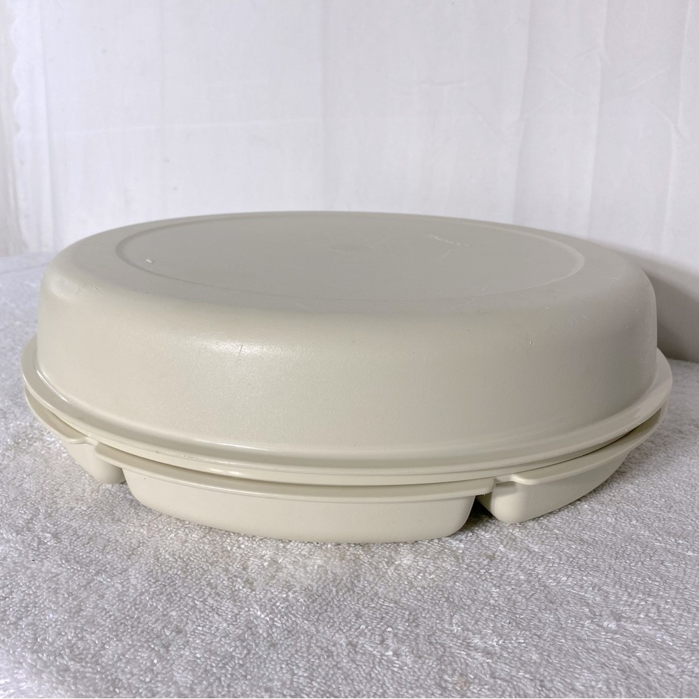 Vintage Tupperware Light Beige Serving Center Set Divided Serving Tray